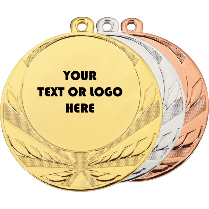 70MM WING CUSTOM CENTRE MEDAL - GOLD, SILVER OR BRONZE